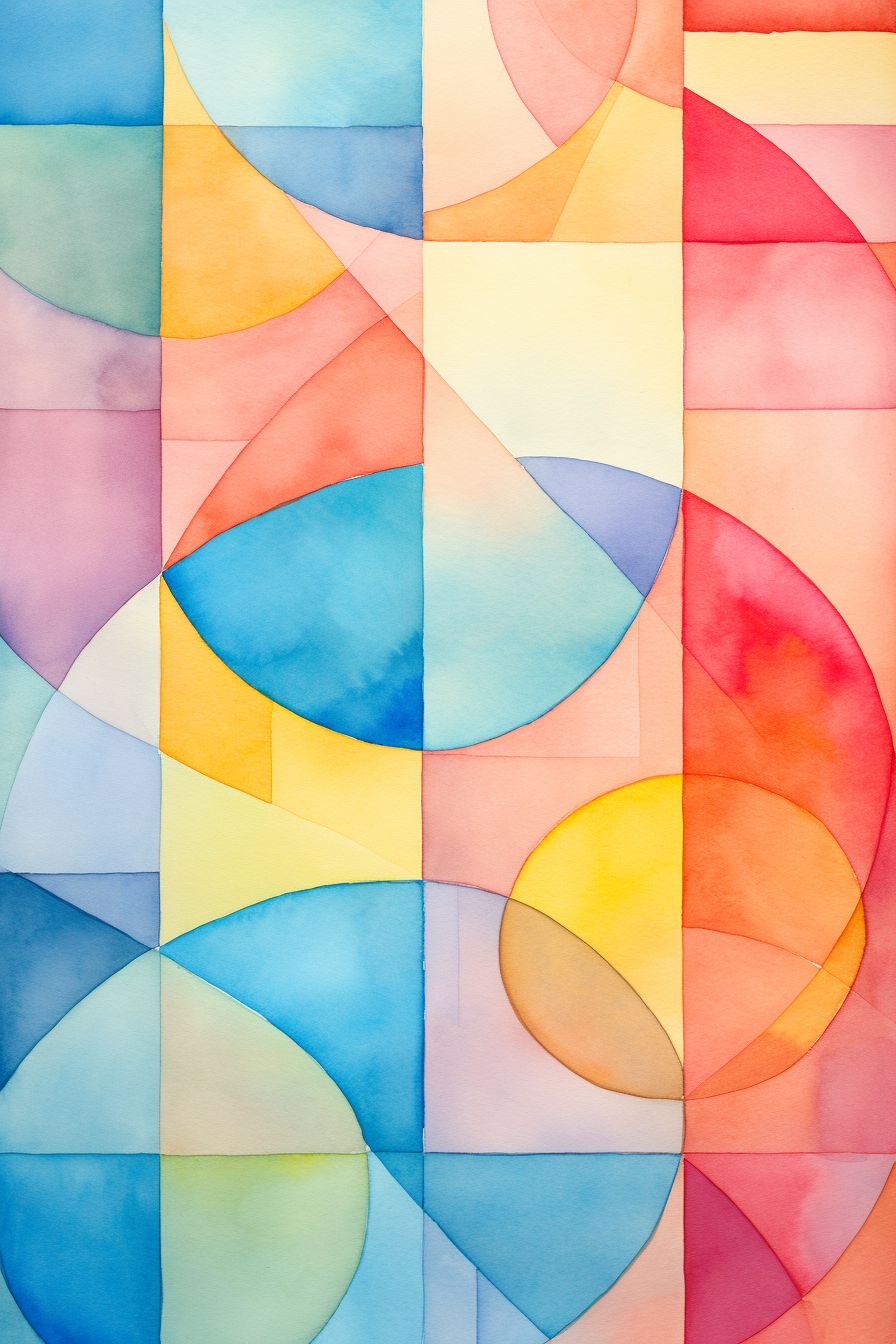 Geometric harmony watercolor abstract