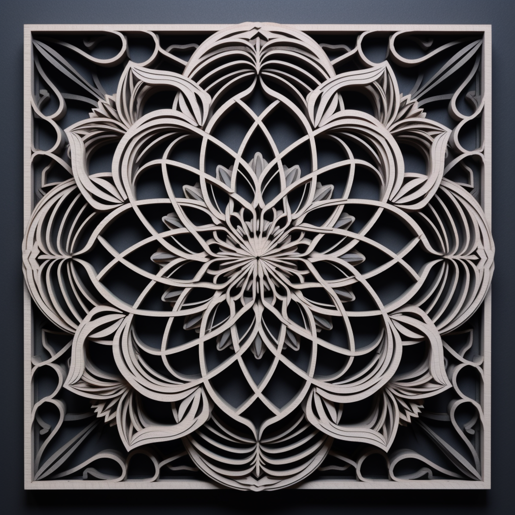 Geometric masterpiece for laser engraving on black and white materials