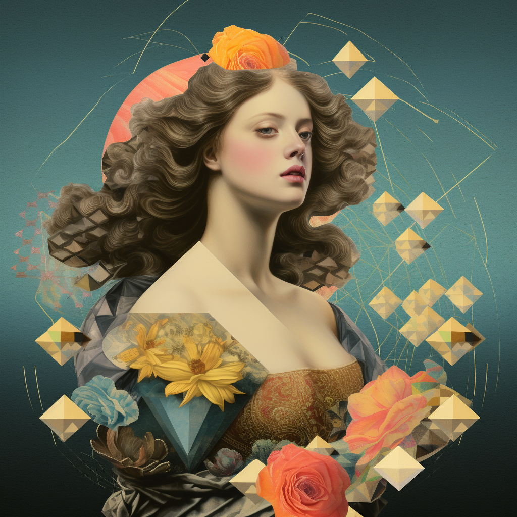 Collage of Geometric Paintings, Inspired by  The Birth of Venus