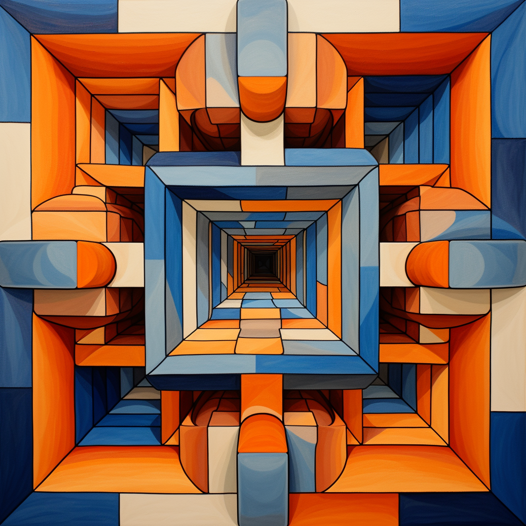 Geometric pattern squares shading blue to orange