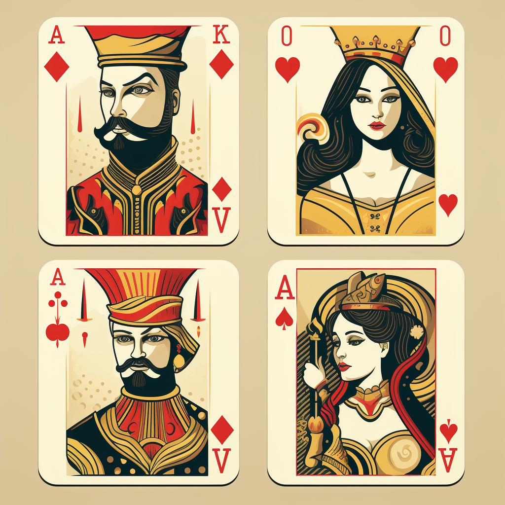 Geometric playing card characters illustration