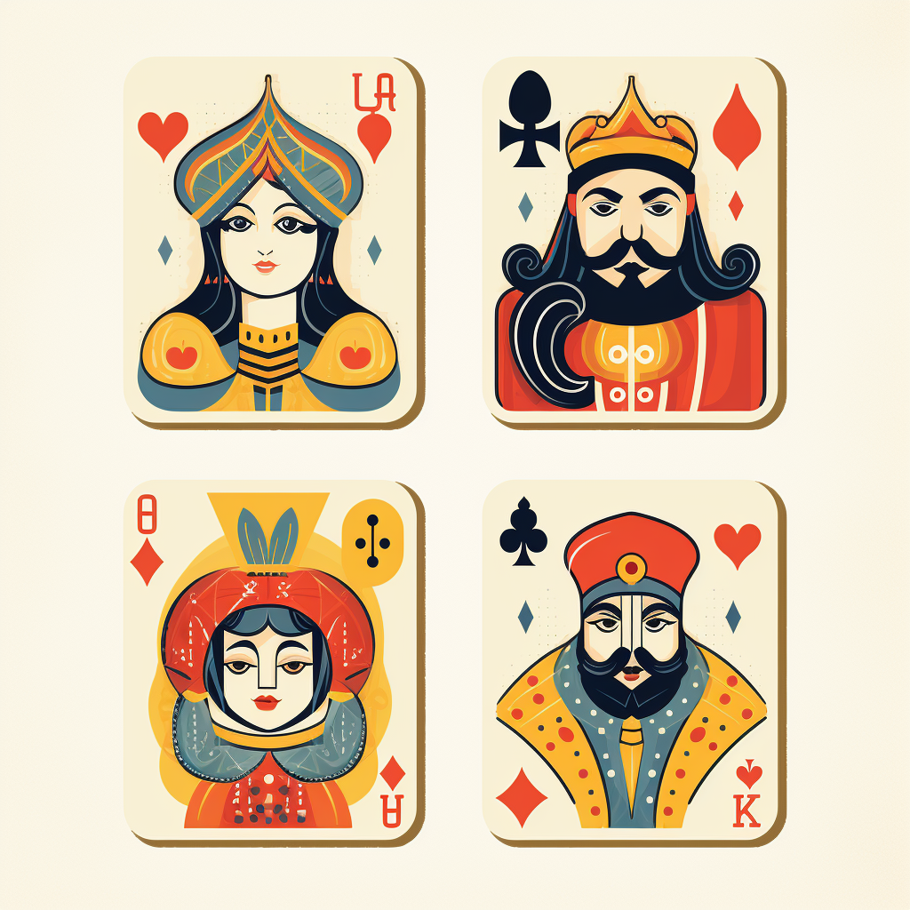 Geometric playing cards characters