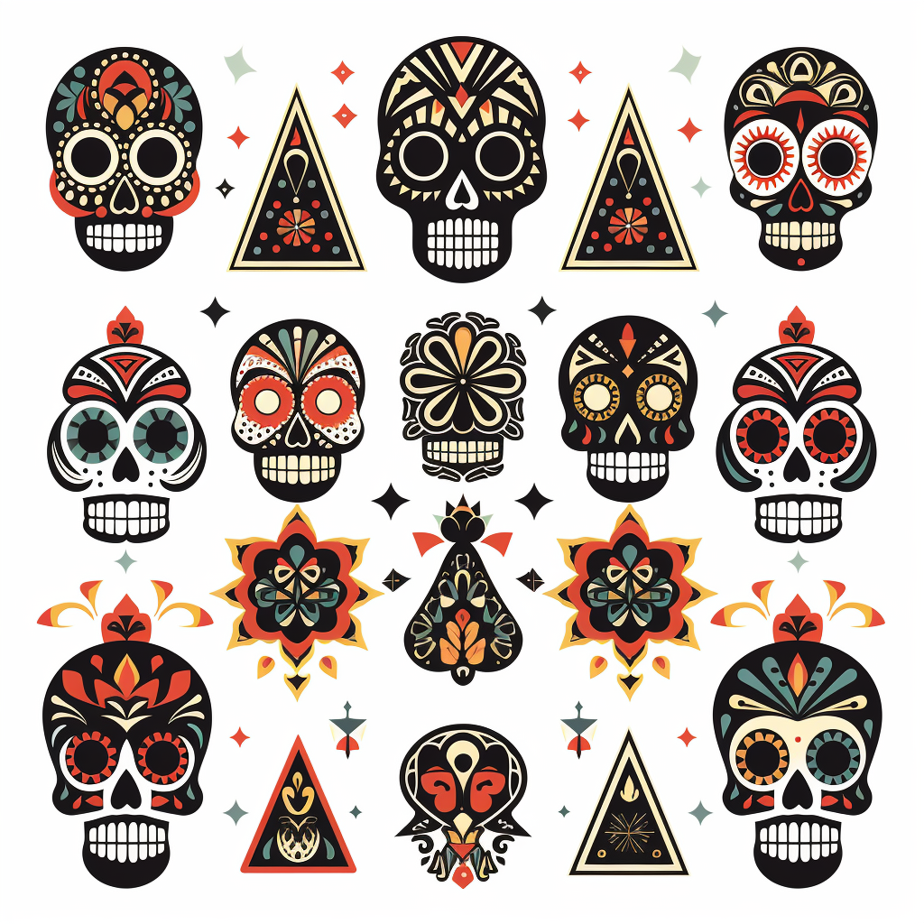 Geometric shape set for El Día de los Muertos