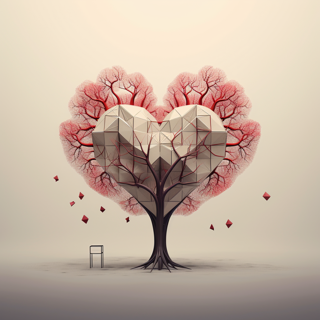 Geometric shaped heart in minimal tree