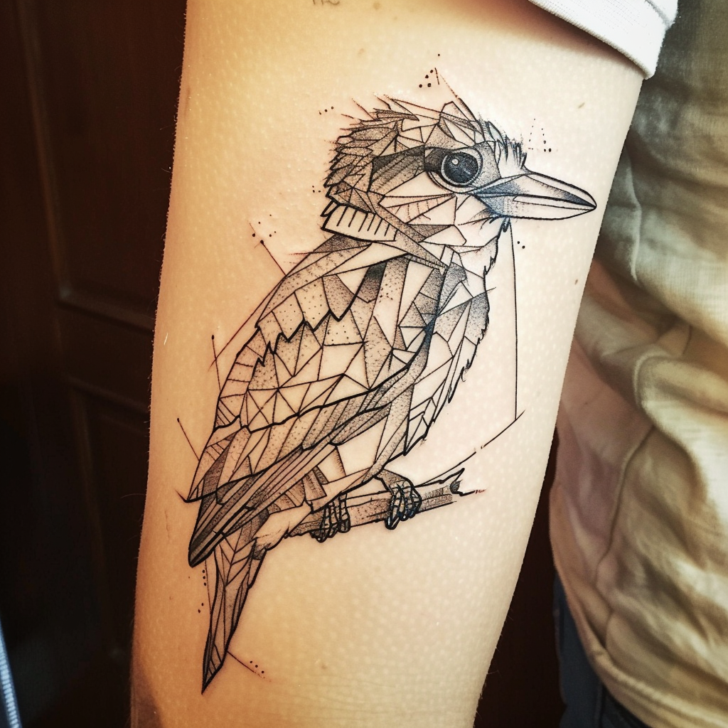 geometric tattoo kookaburra design side