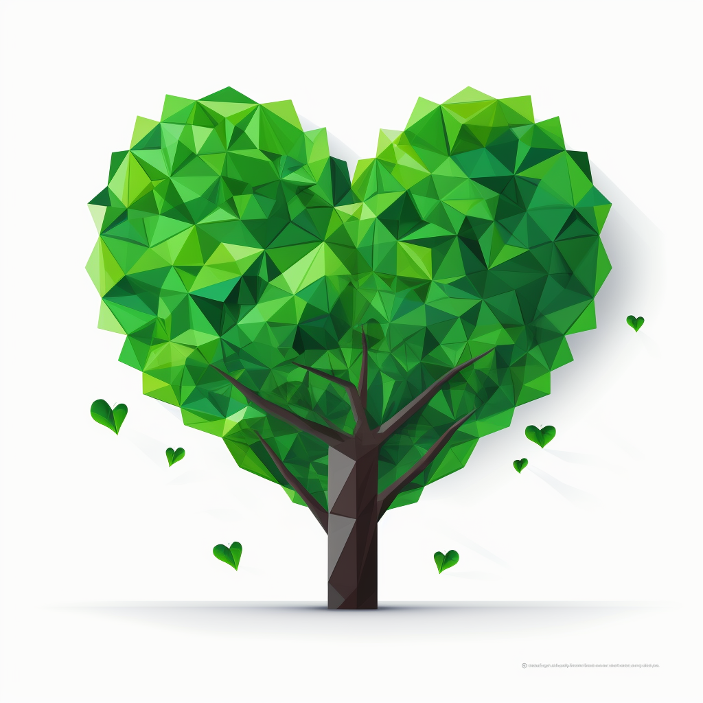 Geometrical Tree Flat Leaf Heart