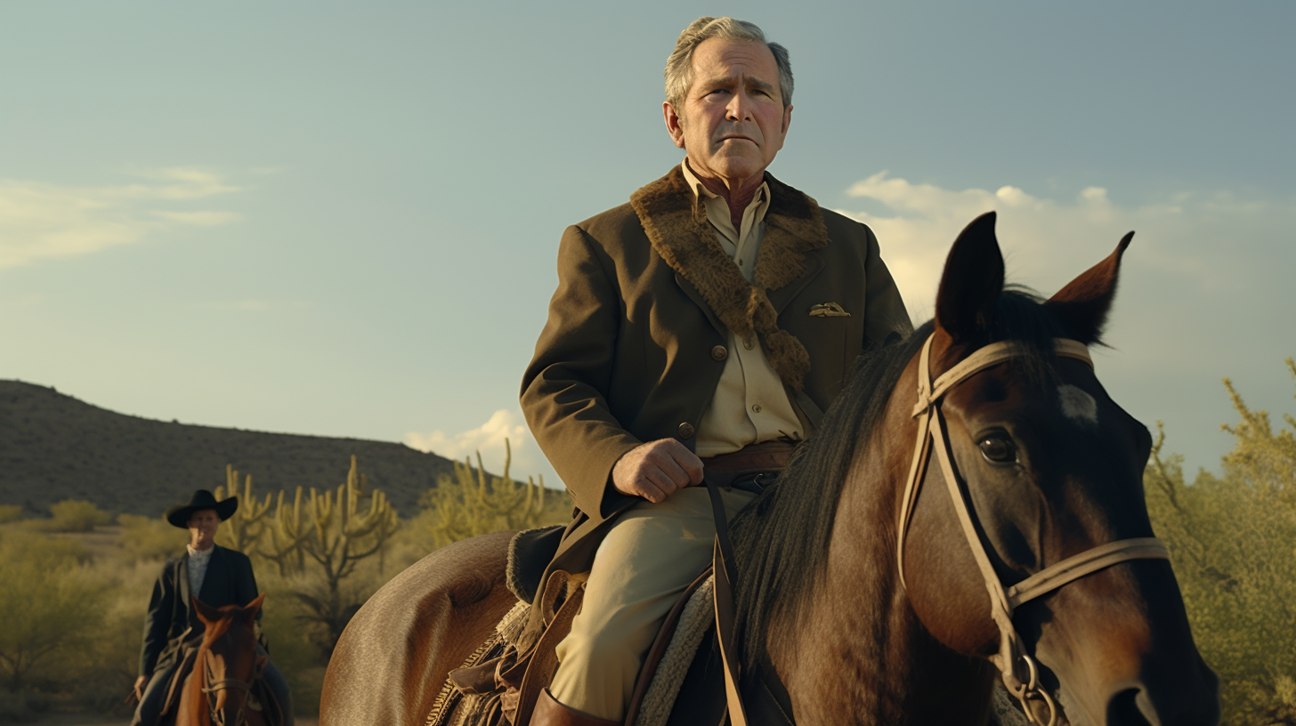 George W. Bush riding cowboy horse