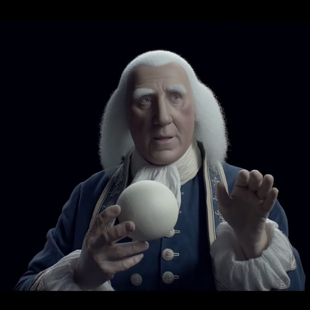 George Washington throwing a nose egg