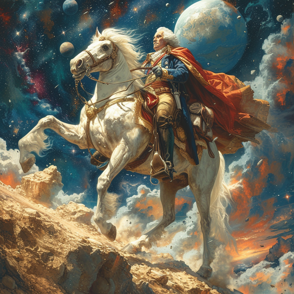 George Washington Riding Pegasus in Space