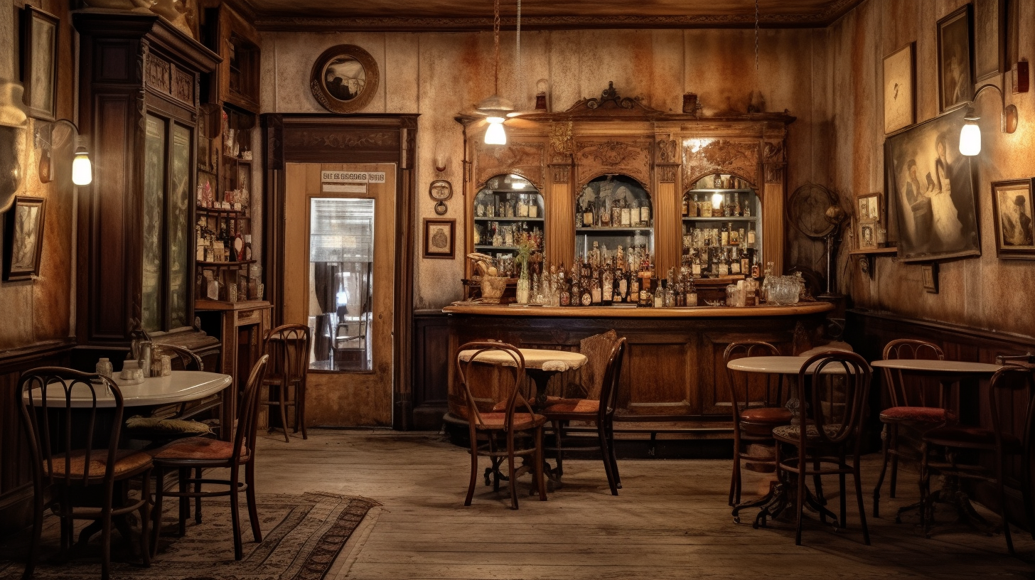 Antique furniture in 19th century saloon