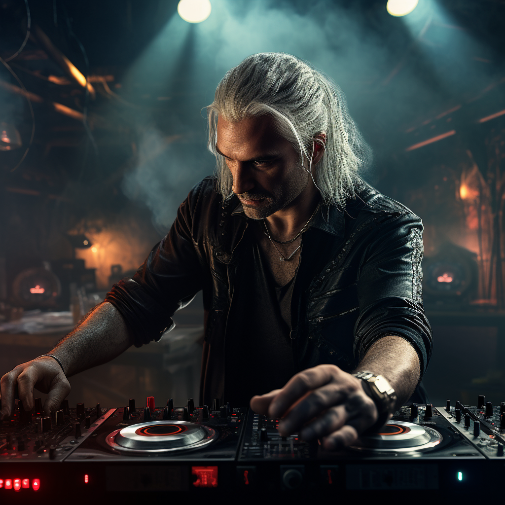 Geralt of Rivia DJ playing music