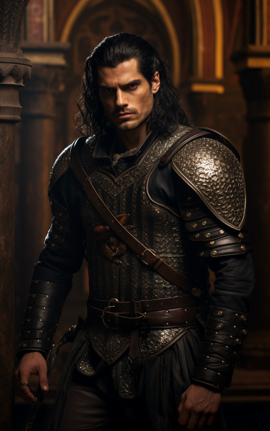 Geralt of Rivia with Black Hair and Cruel Expression