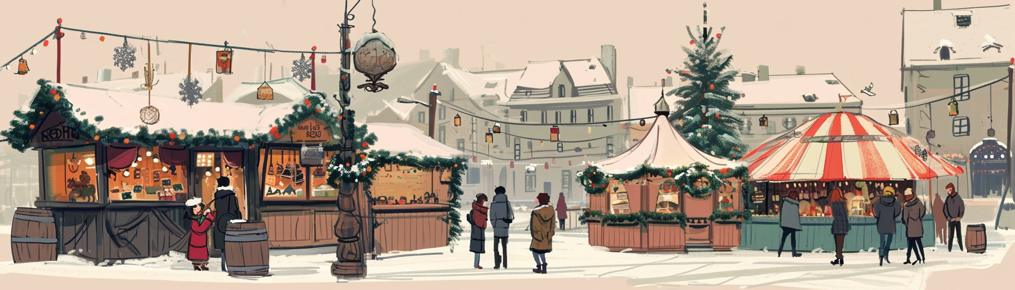 German Christmas Market Illustration