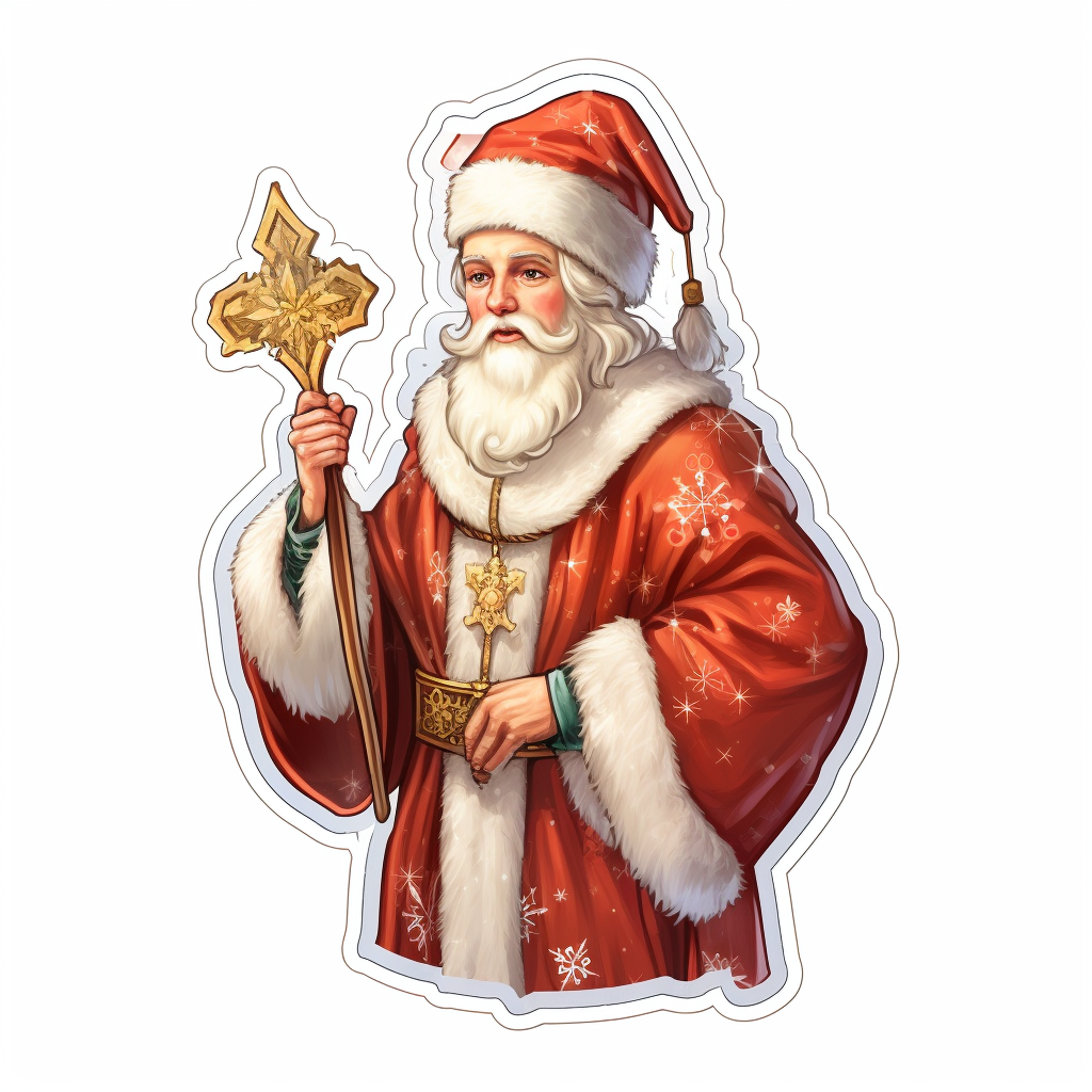 German Christmas Sticker on White Background