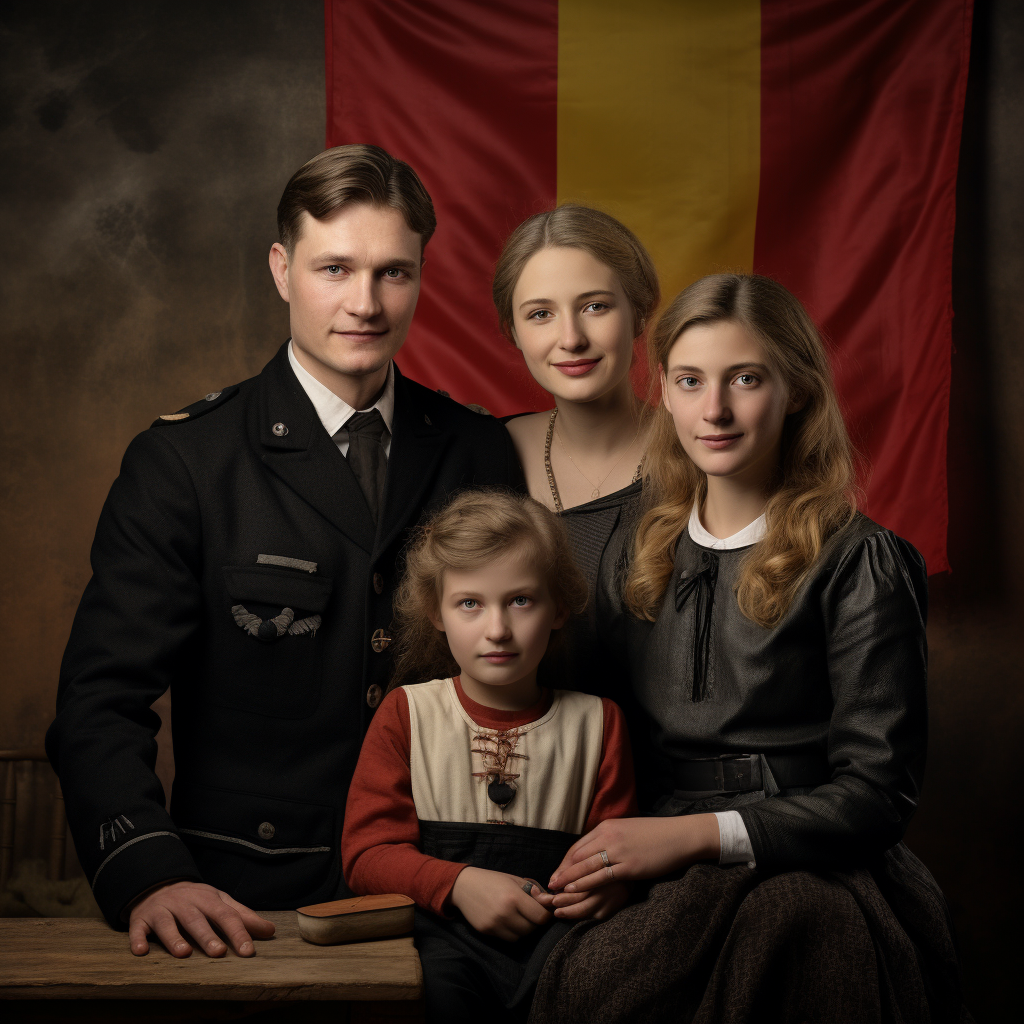 German flag with joyful families