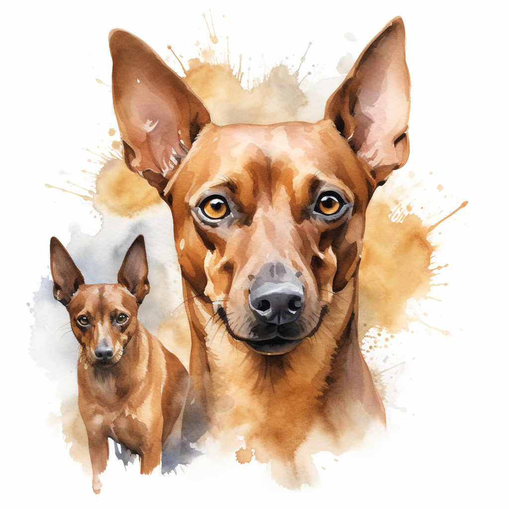 Tan German Pinscher Watercolour Portrait