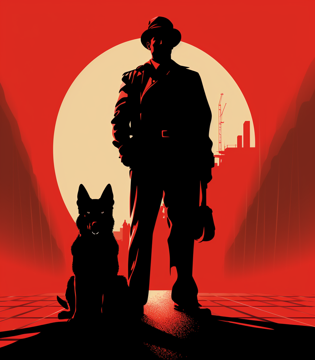 German Shepherd Dog Silhouette with Porkpie Hat