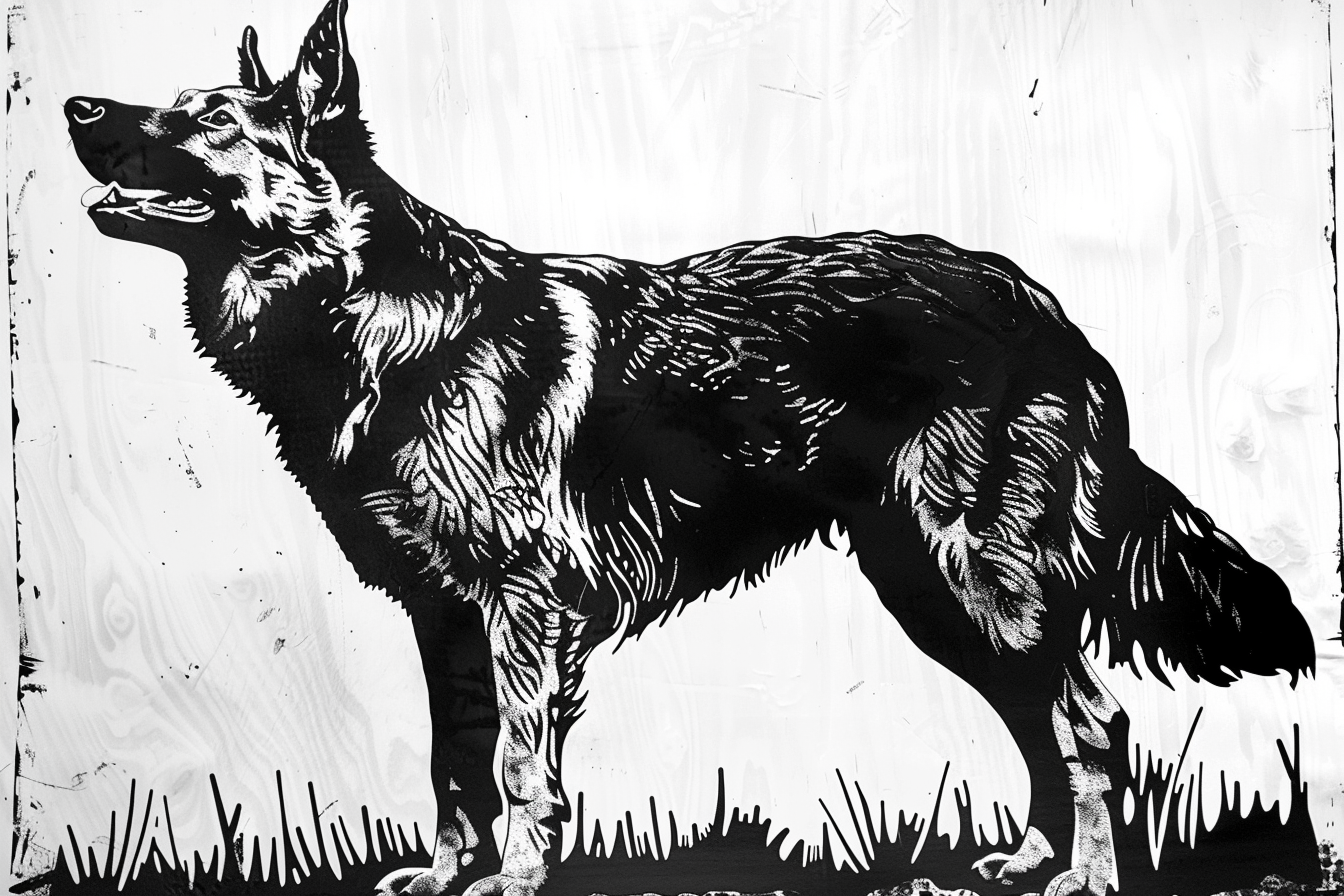 German Shepherd Dog Woodcut Image