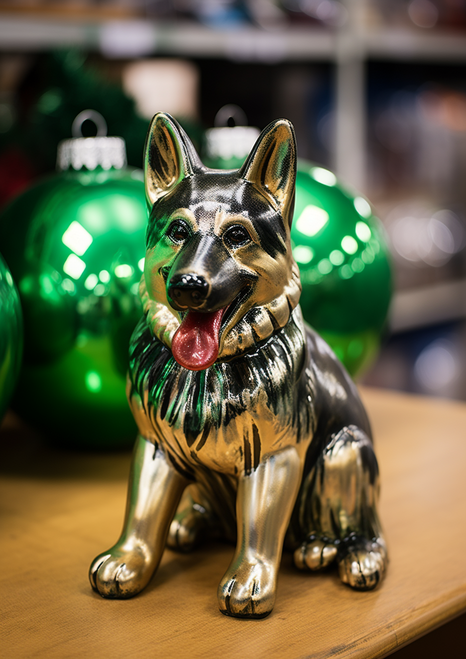 Hand-painted German Shepherd Christmas Ornament Figurine