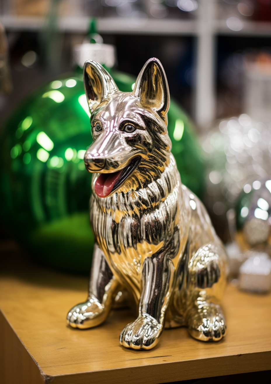 Close-up of German Shepherd Ornament Figurine