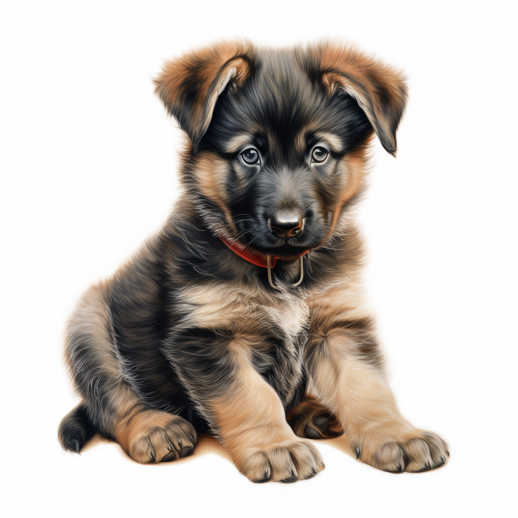 German Shepherd Puppy Pastel Illustration