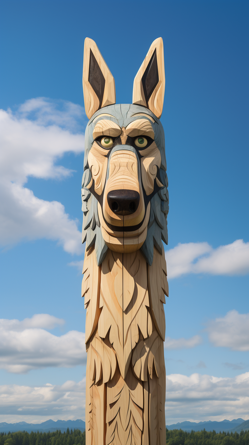 German Shepherd and Retriever Totem Pole in meadows