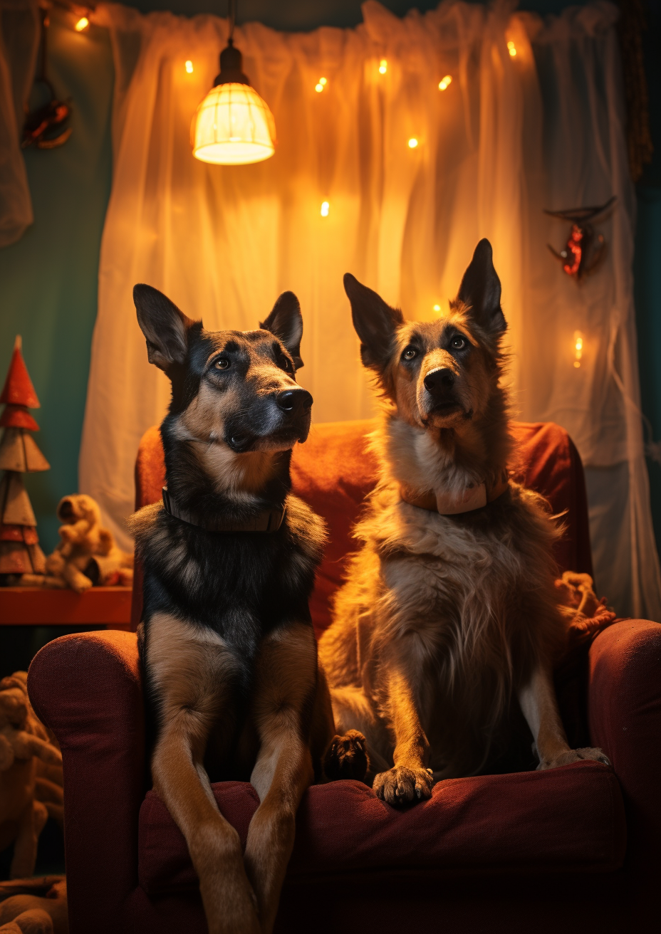 Adorable German Shepherds in a Christmas setting