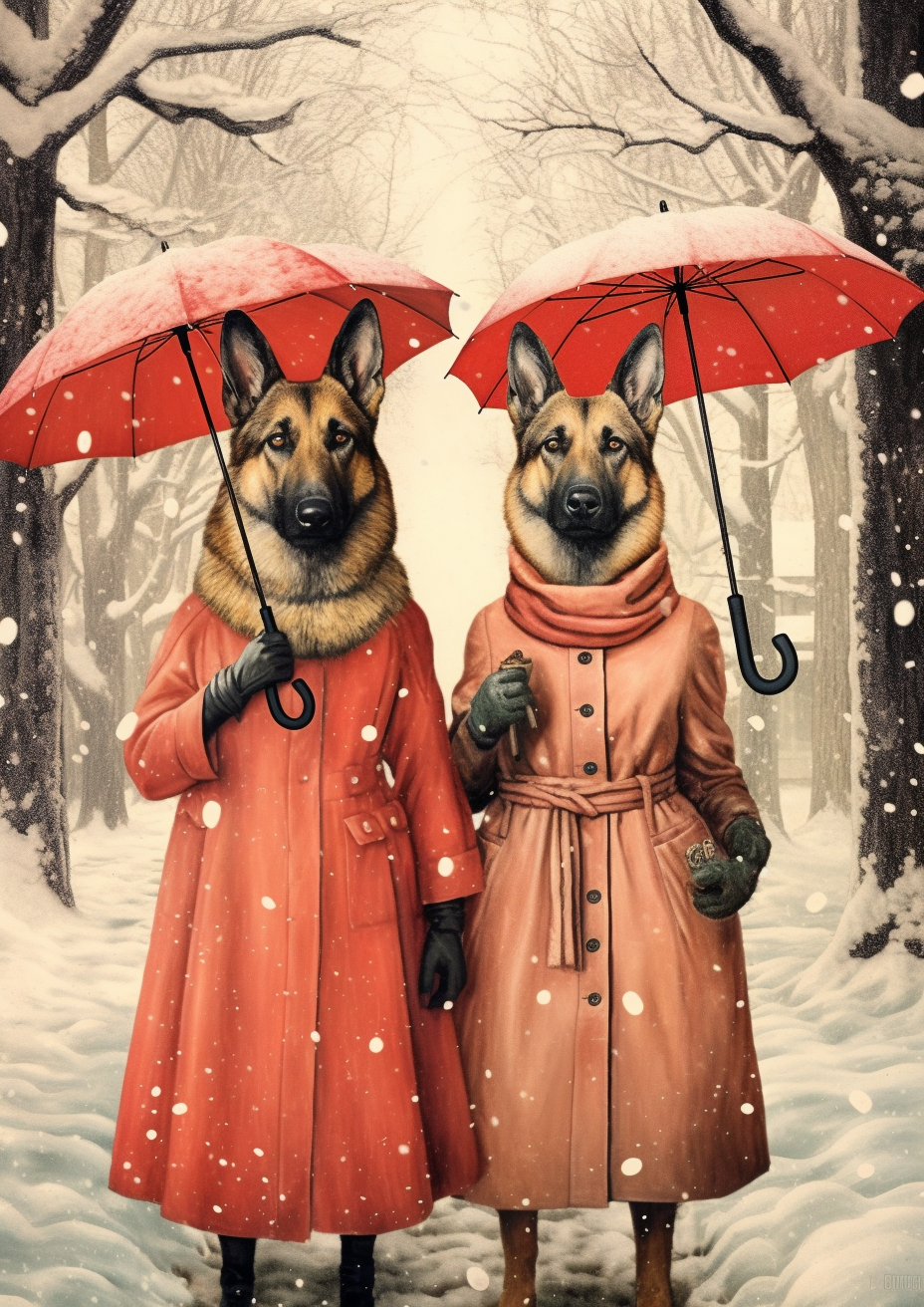 German Shepherds in Winter Wonderland