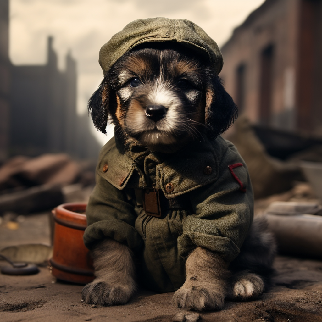 Adorable German Soldier WW2 Puppy