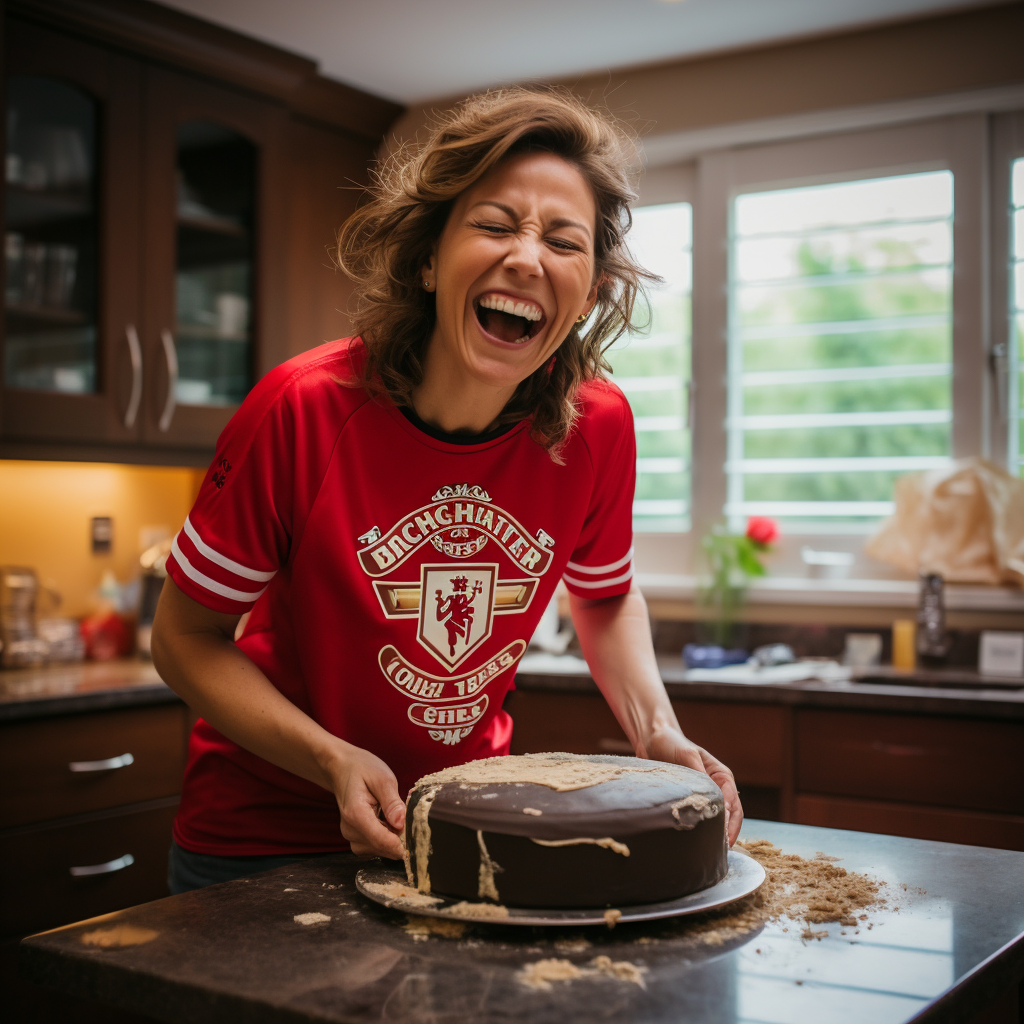 Smiling German Woman Baking Cake