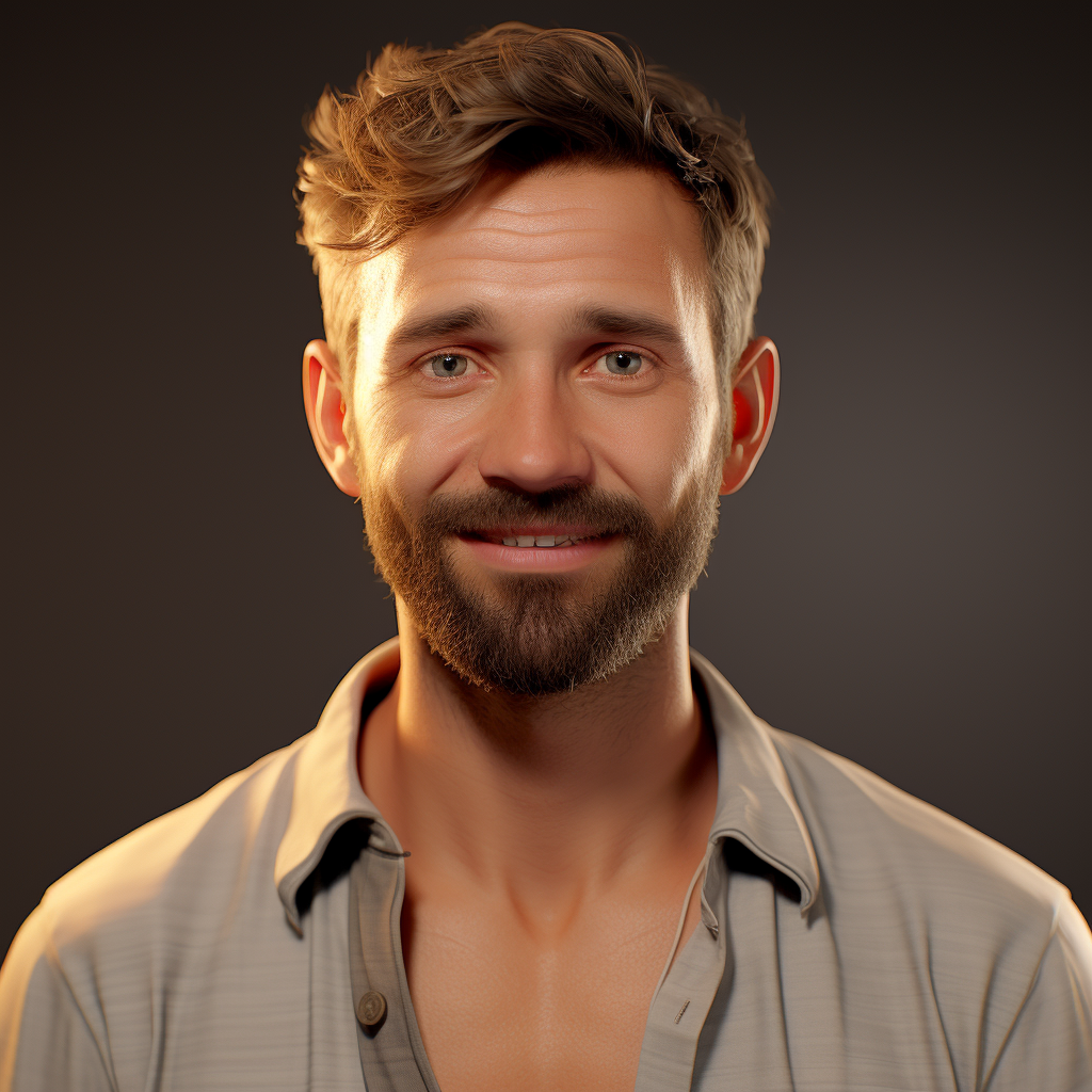 Smiling German Male in Olive Shirt