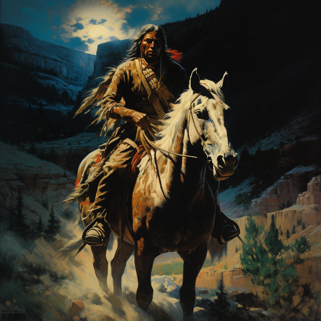 Geronimo raiding Bear Ridge on horseback