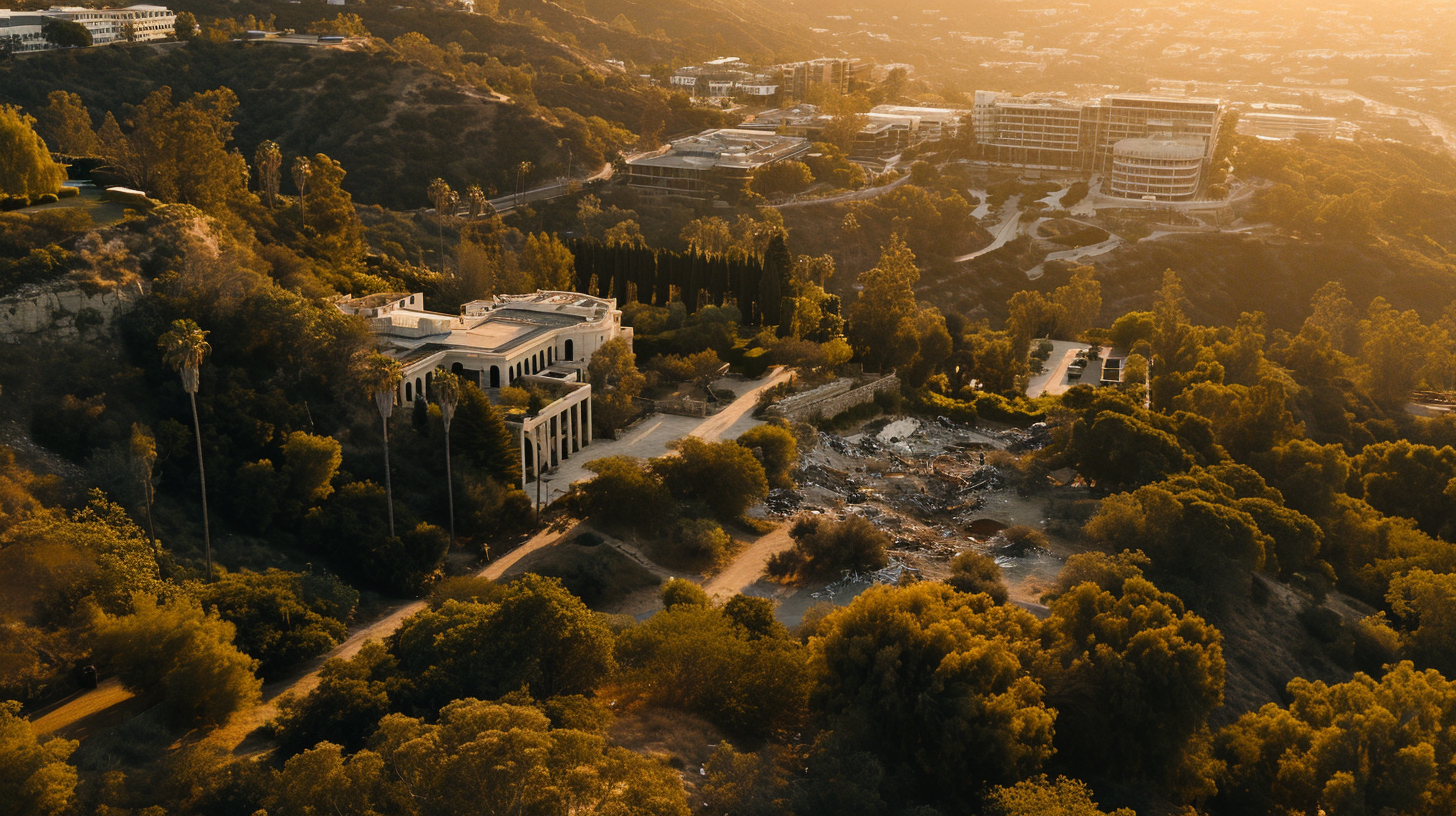 Aerial Footage of Getty Museum Ruins