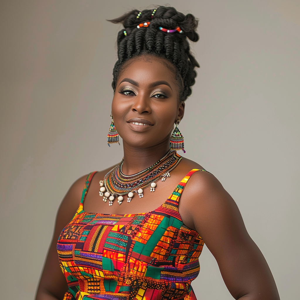 Ghanaian woman in traditional kente attire