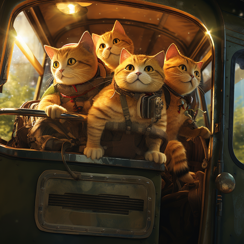 Hyperrealistic Ghibli Cat Bus Image