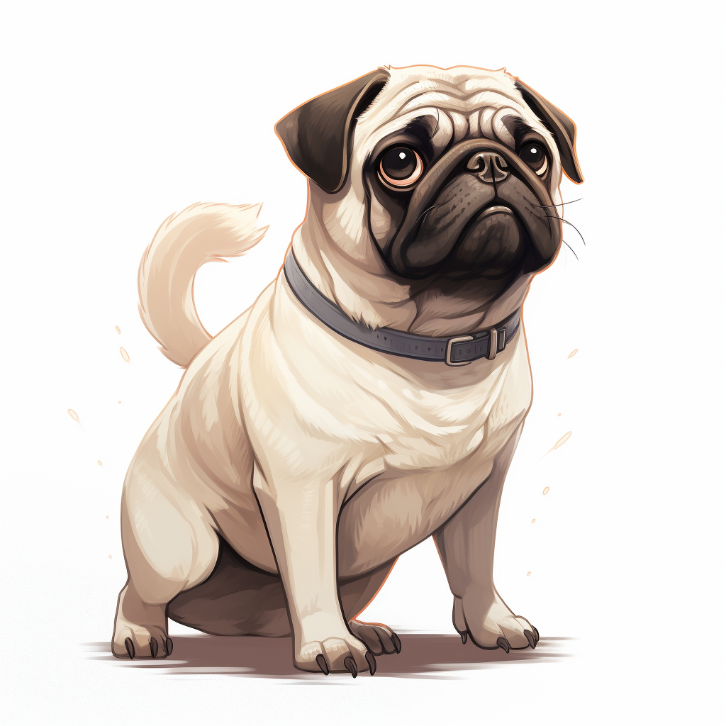 Adorable pug posing mid side angle