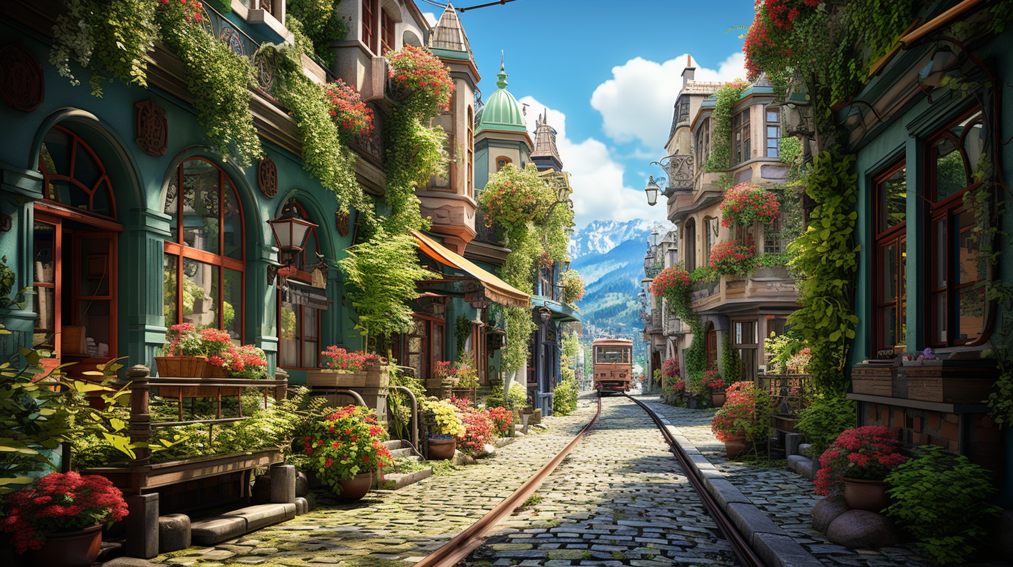 Stunning city in Ghibli Studio style