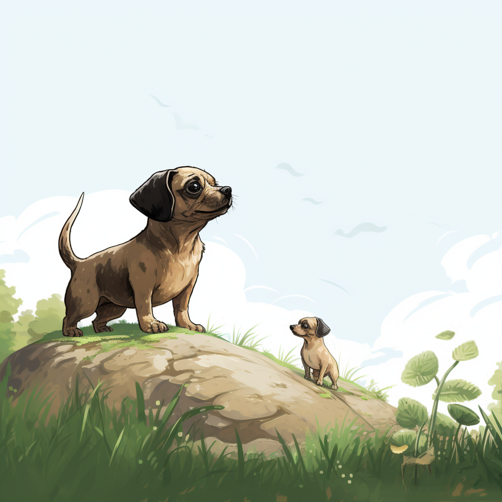 Cute dachshund posing in Ghibli style