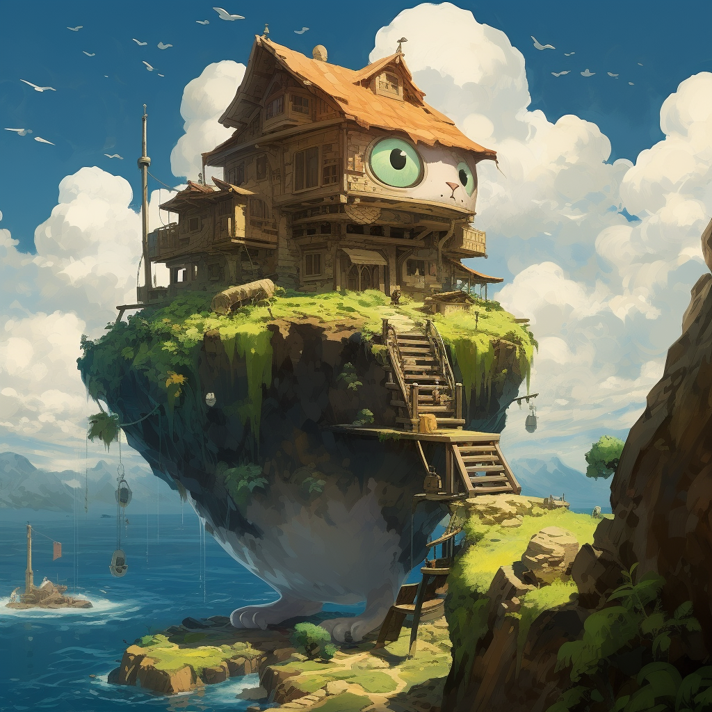 Ghibli Flying House Cat Fence