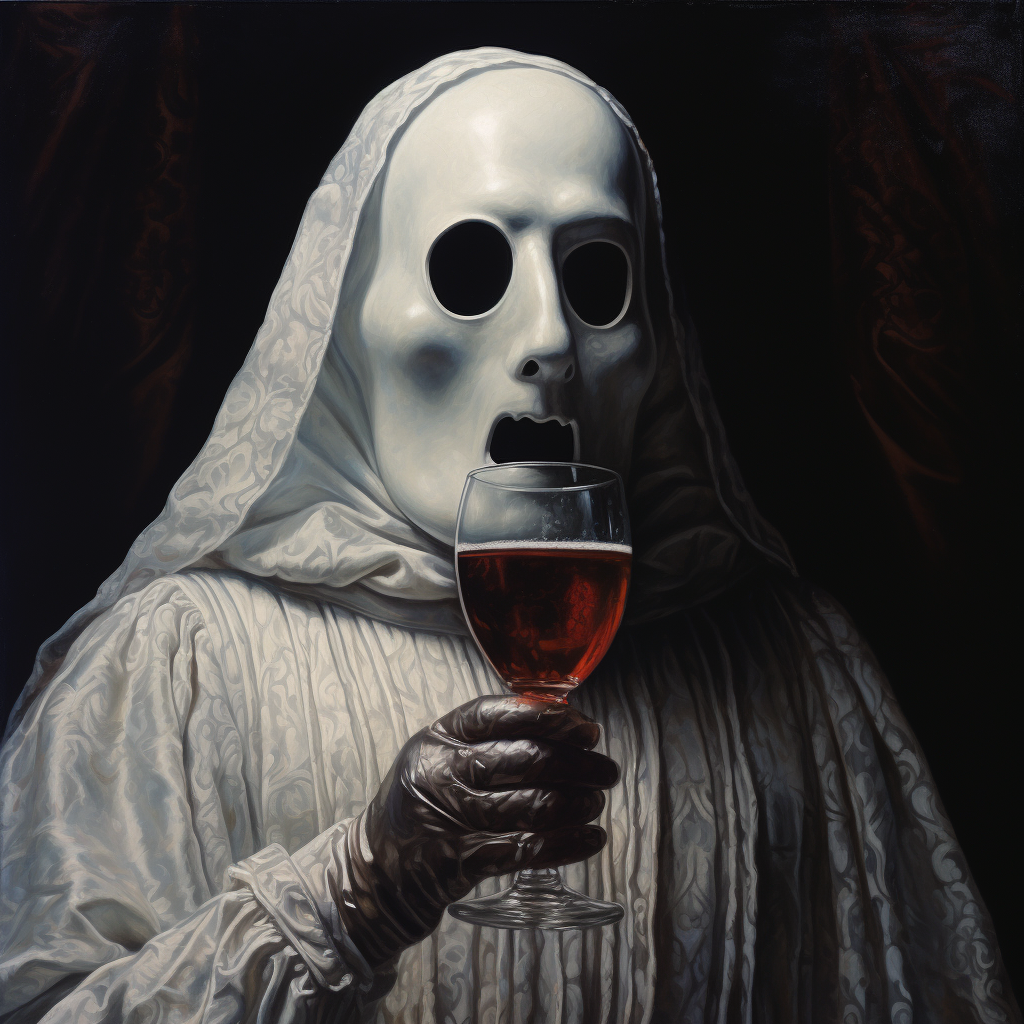 Ghost drinking wine in Renaissance painting