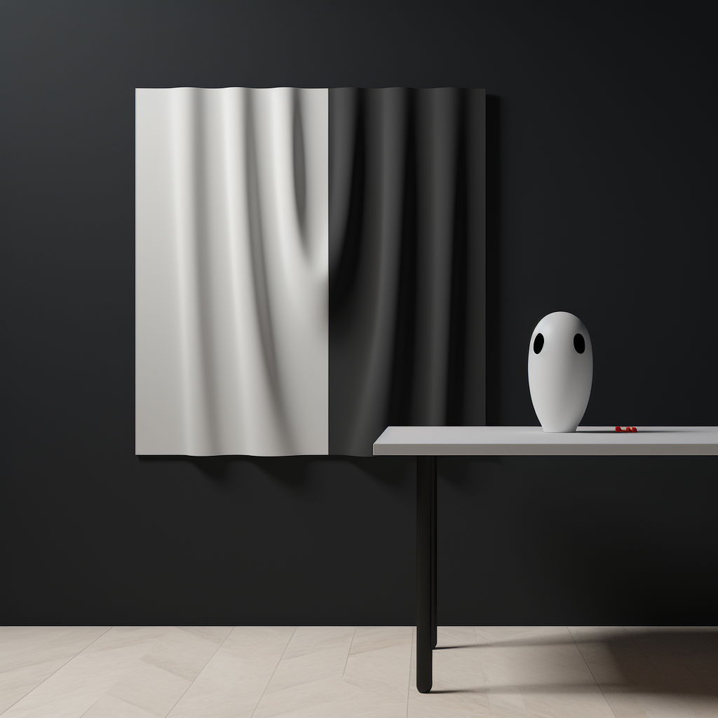 Abstract ghost flag design on table