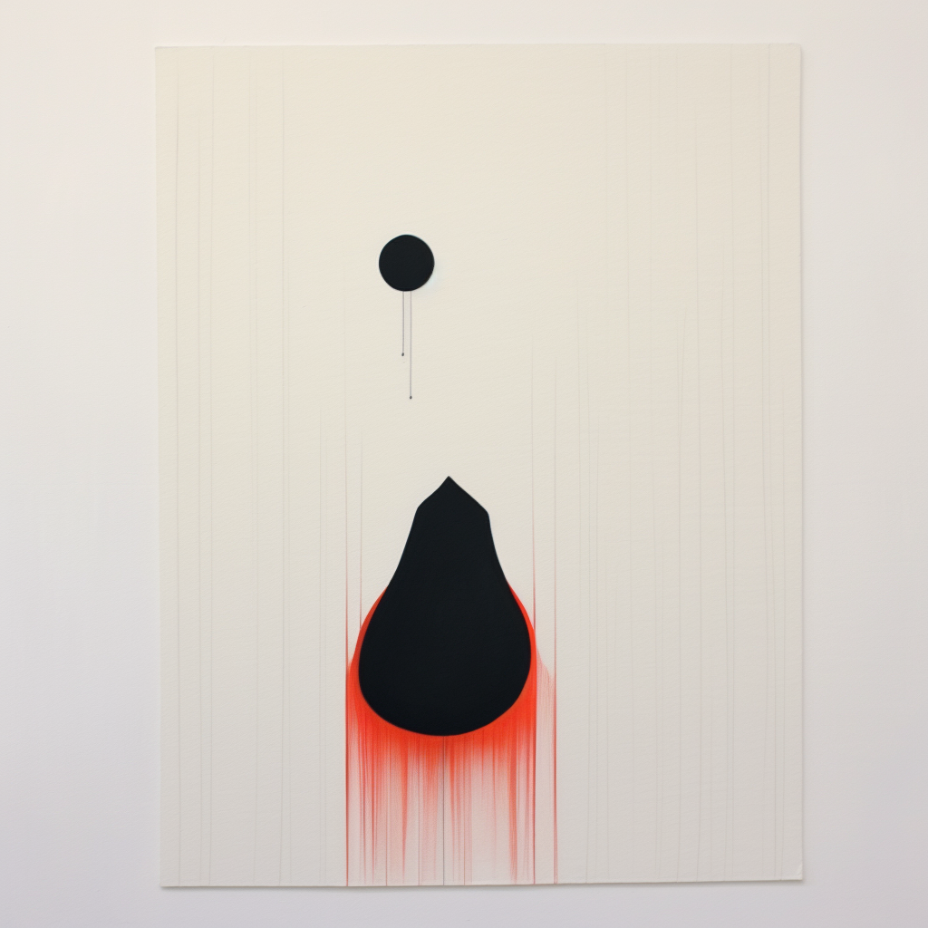 Abstract black and red ghost on white