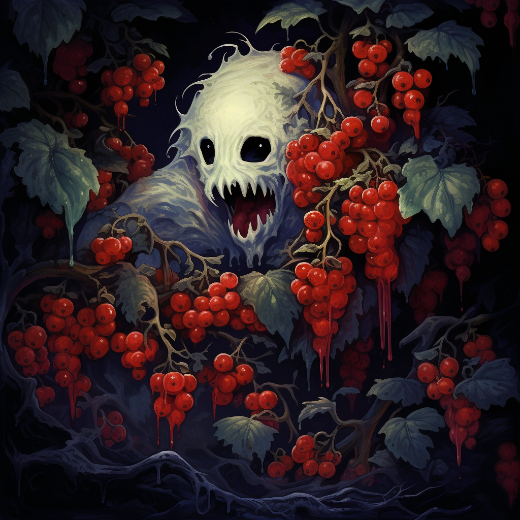 Ghost picking redcurrants in painted style