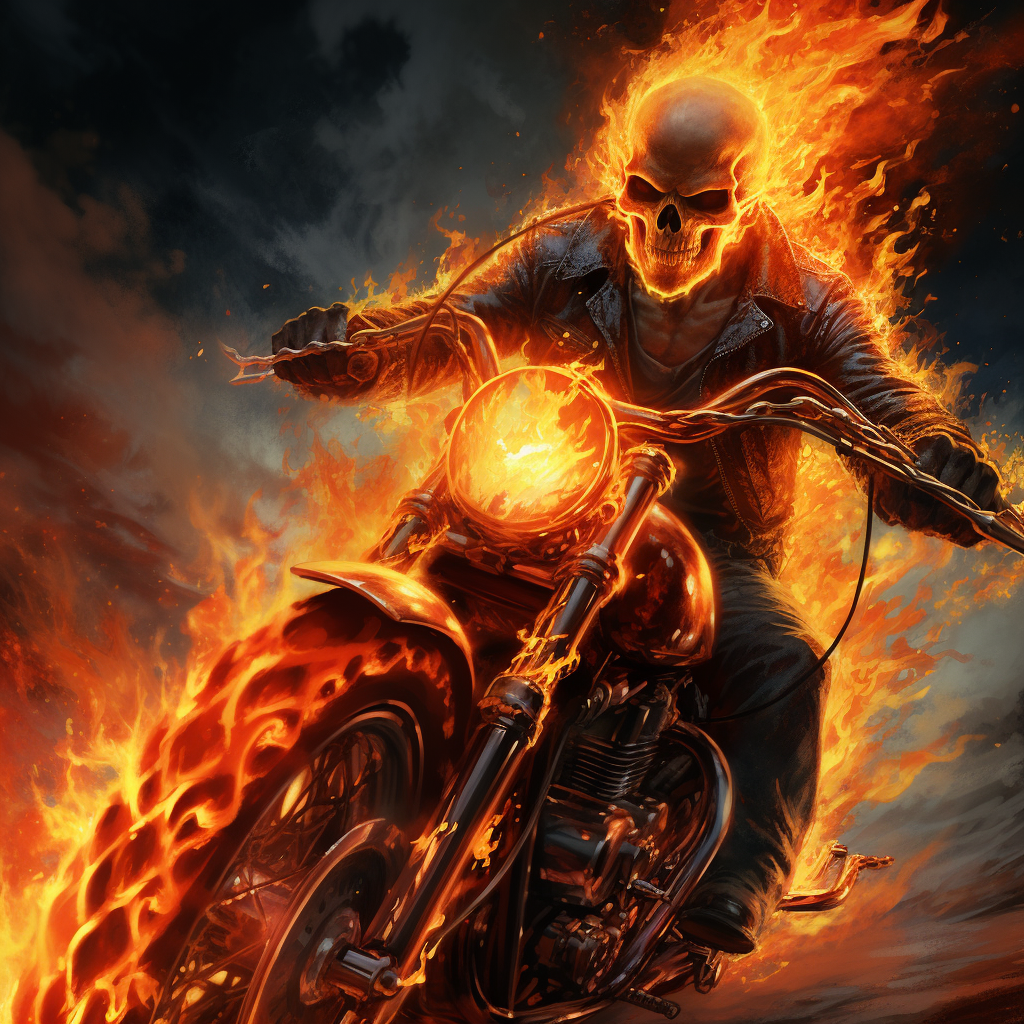 Ghost Rider on Motorcycle with Flames