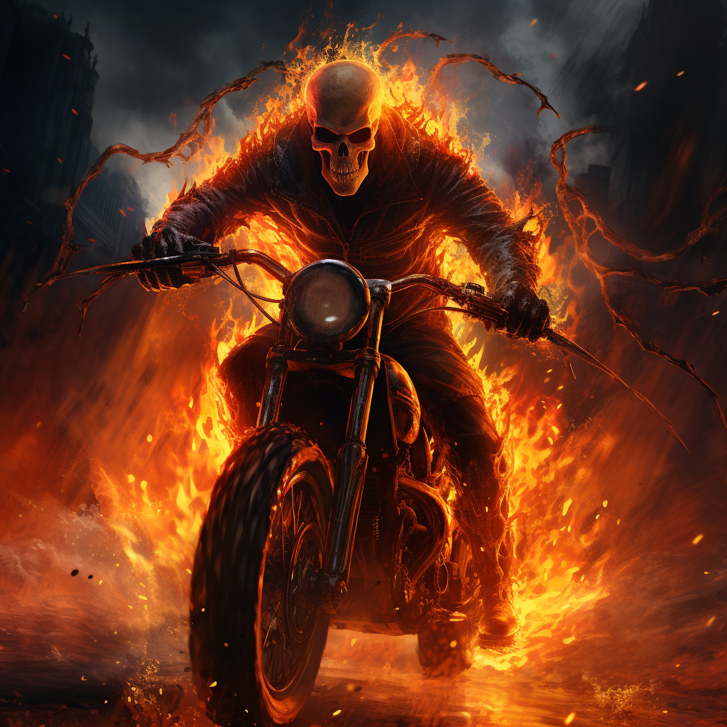 Fiery Ghost Rider in Action