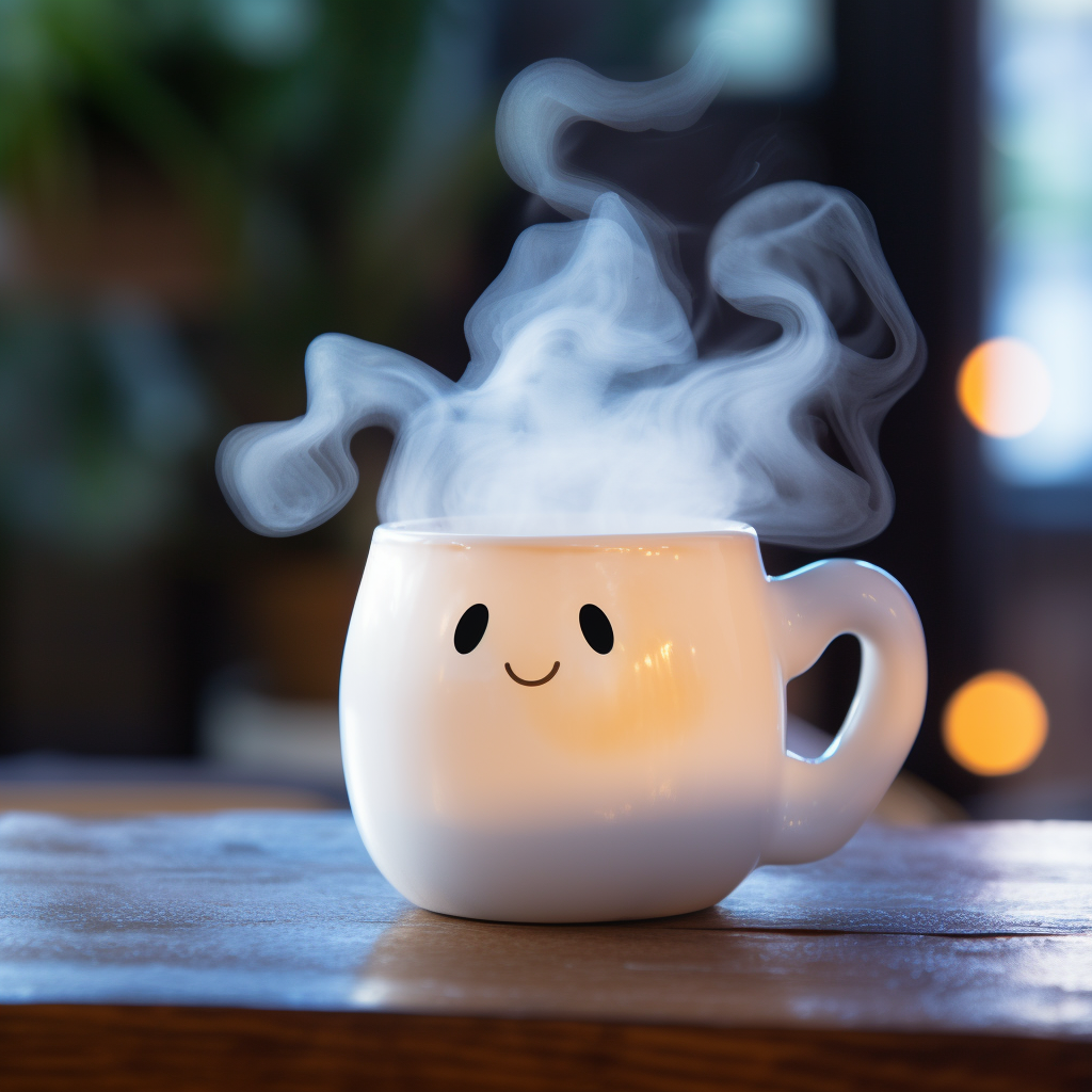 Kawaii ghost mug with steam