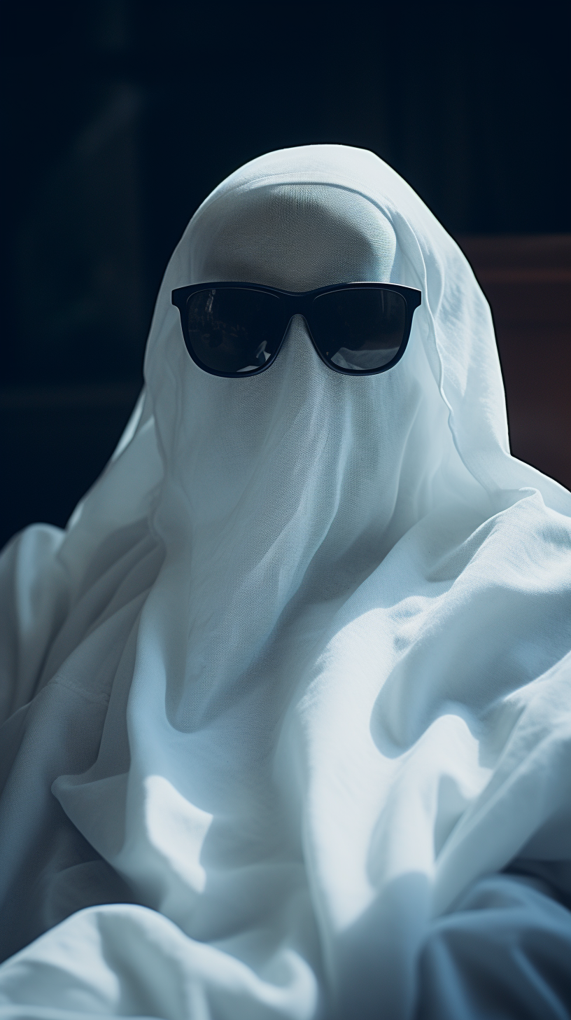 Ghost wearing sunglasses on Halloween