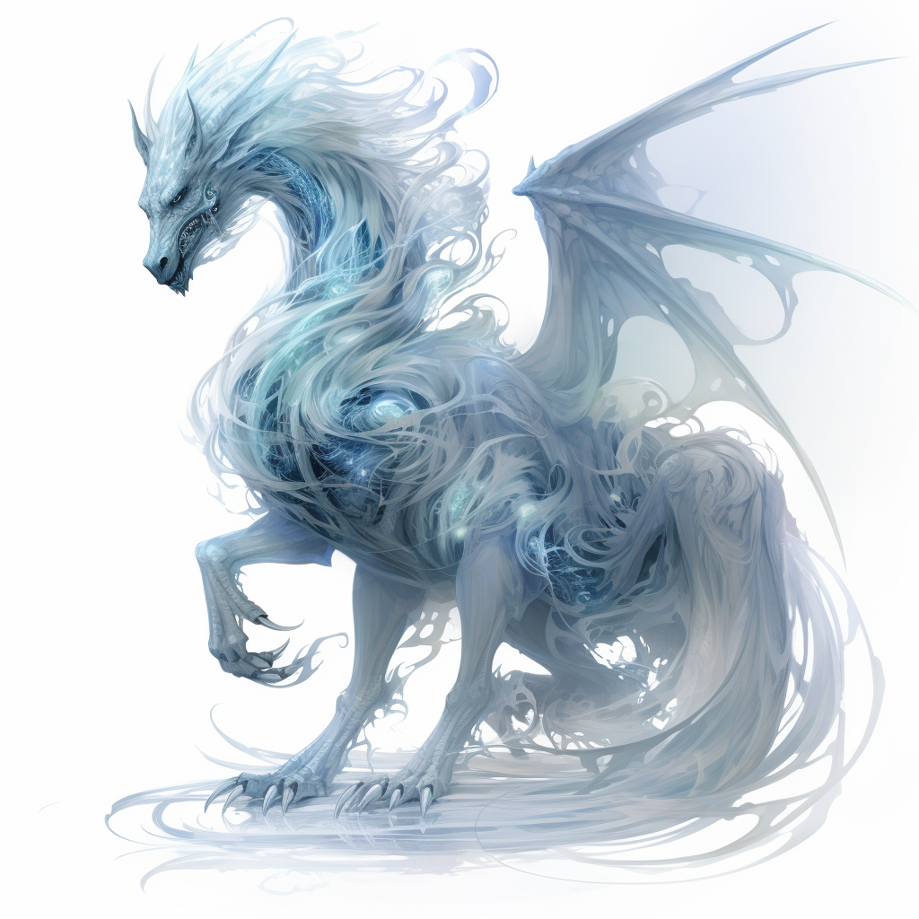 Ethereal dragon on a white background