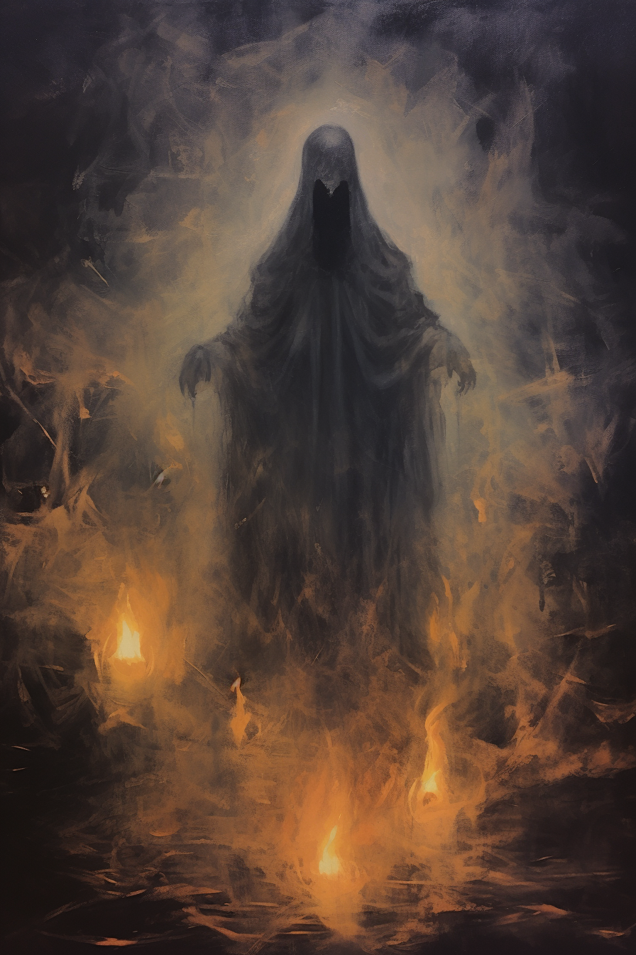 Acrylic painting of a ghost