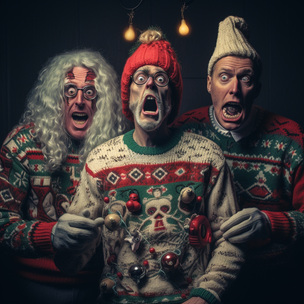 Characters from 13 Ghosts in Christmas Jumpers